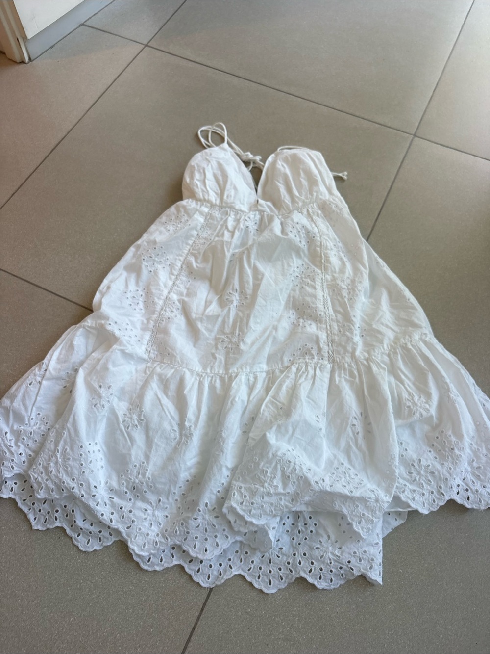 Zara White Eyelet Tiered Sundress for Girls